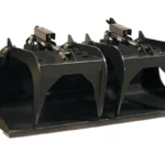 Black double grapple bucket for skid steer.