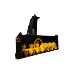 Black and yellow snow blower attachment.