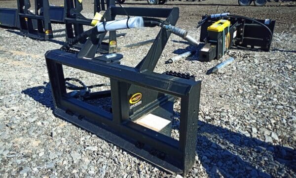 Black metal frame for a hydraulic hammer.