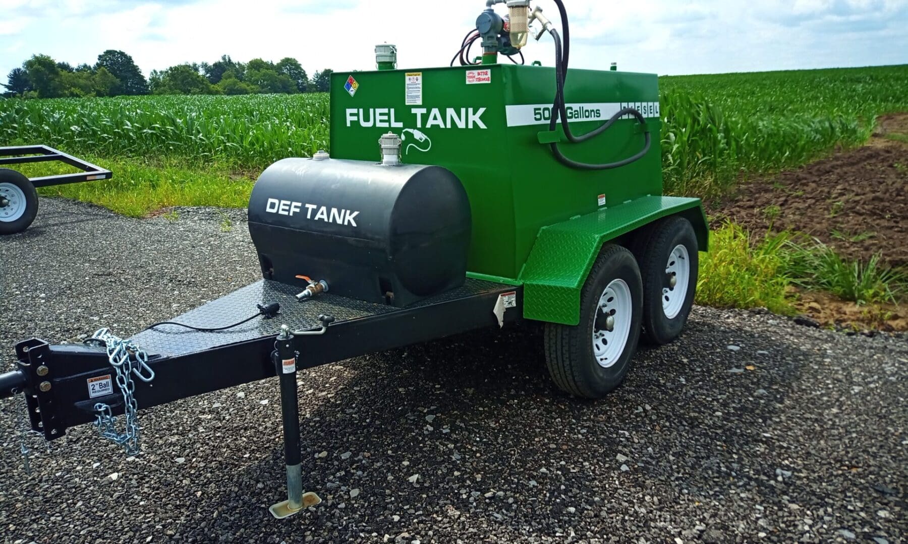 Green fuel tank trailer with DEF tank.