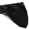 Black metal trenching bucket attachment.