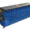 Blue industrial rotary street sweeper brush.
