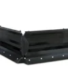Black three-point snow plow blade.