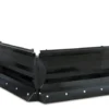Black folding snow plow blade.