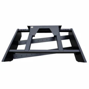 Black metal trailer hitch frame.