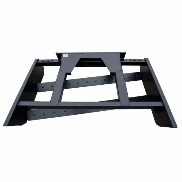 Black metal trailer hitch frame.